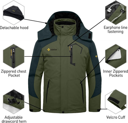 Men'S Winter Coat 3-In-1 Ski Snow Jacket with Puffer Liner