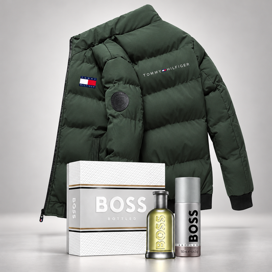 Winter-Set: Steppjacke + Duftset in Flakonform